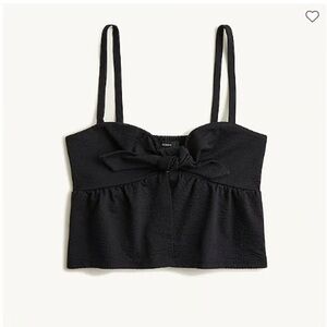 J. Crew Seersucker Tie-Front Black Crop Top Summer NWT Size Medium